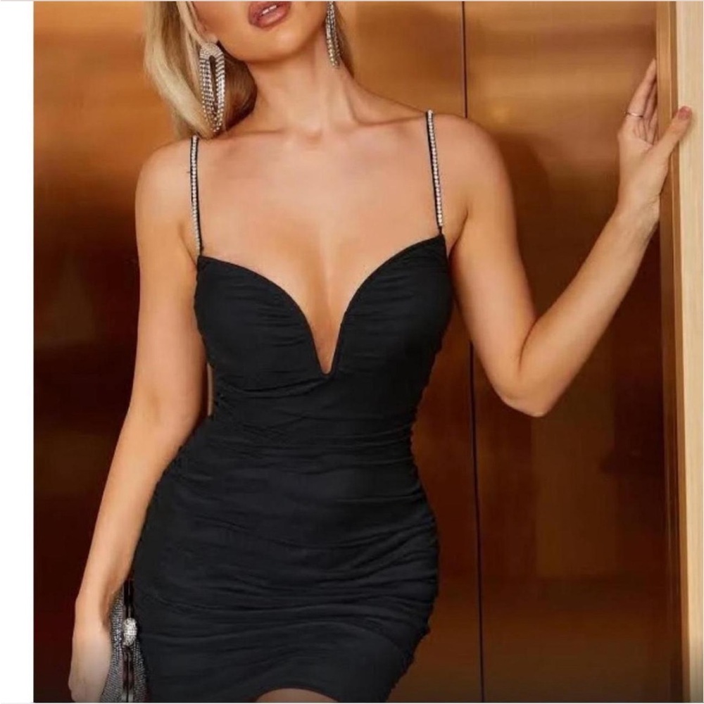 Chic Black Mini Dress with Spaghetti Straps